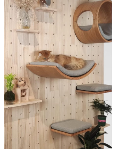 Homeaire hole board storage rack accessories solid wood custom pet cat toys wall type cat jumping platform cat climbing frame