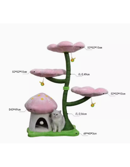 Tiger Catry Carey Mushroom Flower Cat Climbing Frame Cat Toy Cat Jumping Platform Cat Scratching Column Nest Cat Tree Pet Supplies