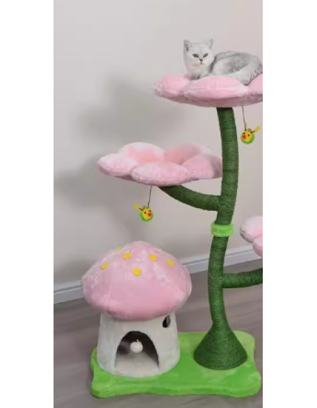 Tiger Catry Carey Mushroom Flower Cat Climbing Frame Cat Toy Cat Jumping Platform Cat Scratching Column Nest Cat Tree Pet Supplies