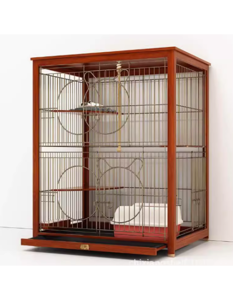 Yipetju new solid wood wooden cat cage Chinese style luxury all-in-one cat house dog cage pet daily necessities