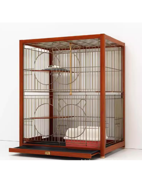 Yipetju new solid wood wooden cat cage Chinese style luxury all-in-one cat house dog cage pet daily necessities