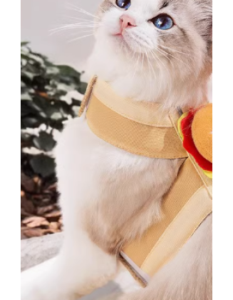 High-end burger fries doll harness cat leash anti-breakaway cat walking leash pet outing daily necessities cat