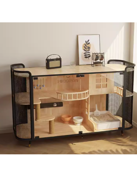 High-end cat house, cat villa, shared cabinet for humans and cats, luxury solid wood, large space, multi-story cat nest, pet store, cat cafe