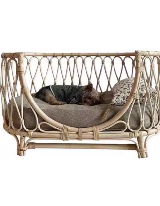 Natural rattan high-end pet bed rattan dog sofa rattan chair pet daily necessities cat nest suitable for all seasons