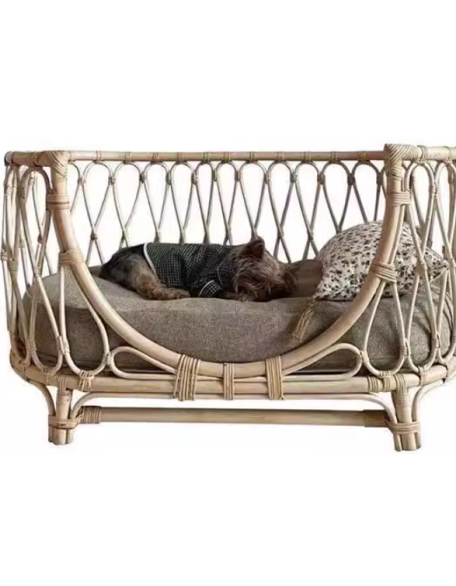 Natural rattan high-end pet bed rattan dog sofa rattan chair pet daily necessities cat nest suitable for all seasons