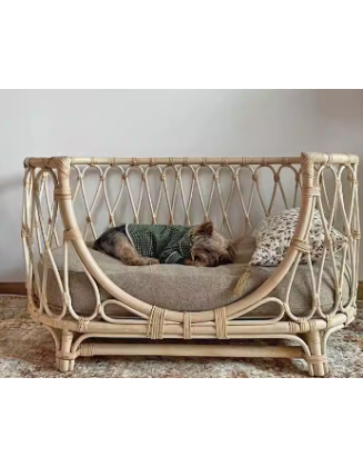 Natural rattan high-end pet bed rattan dog sofa rattan chair pet daily necessities cat nest suitable for all seasons