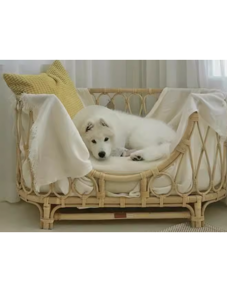 Natural rattan high-end pet bed rattan dog sofa rattan chair pet daily necessities cat nest suitable for all seasons