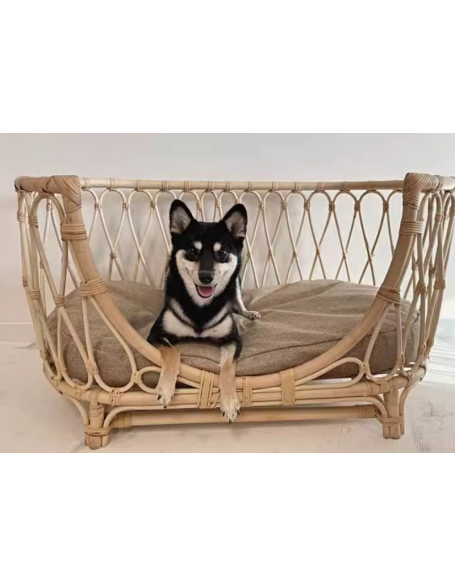 Natural rattan high-end pet bed rattan dog sofa rattan chair pet daily necessities cat nest suitable for all seasons